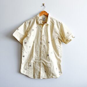 Quiksilver Mens Summer Shirt Button Down Collared Slim Yellow Large